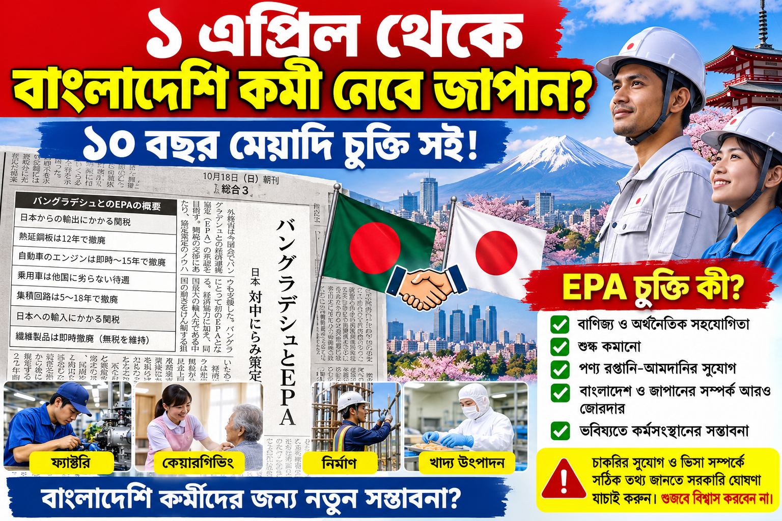 জাপান–বাংলাদেশ EPA চুক্তি ২০২৭: কর্মীদের জন্য কী সুযোগ?